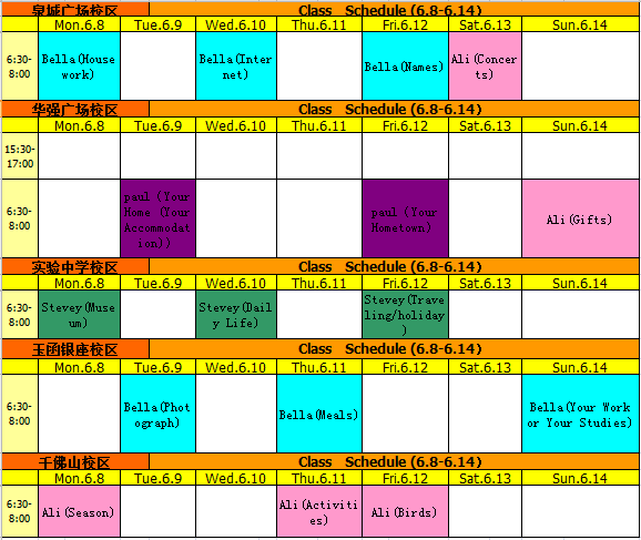 6.8-6.14口语课表
